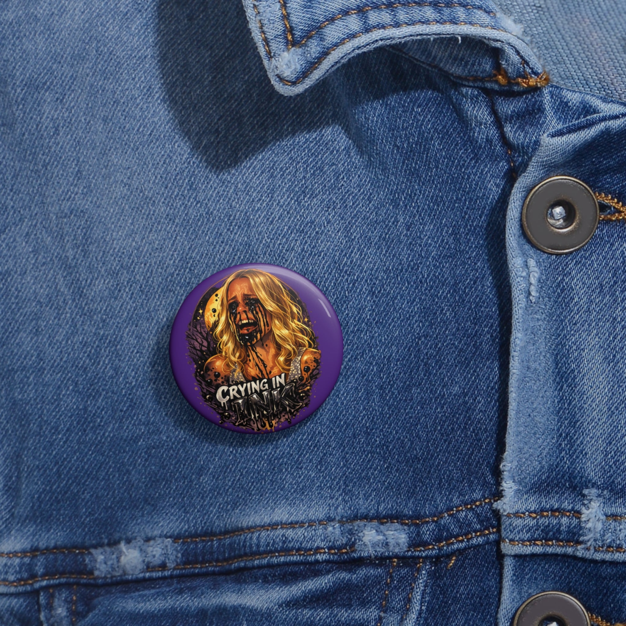Crying In Ink by Dark.Lex Pin Button — Gothic Horror Badge