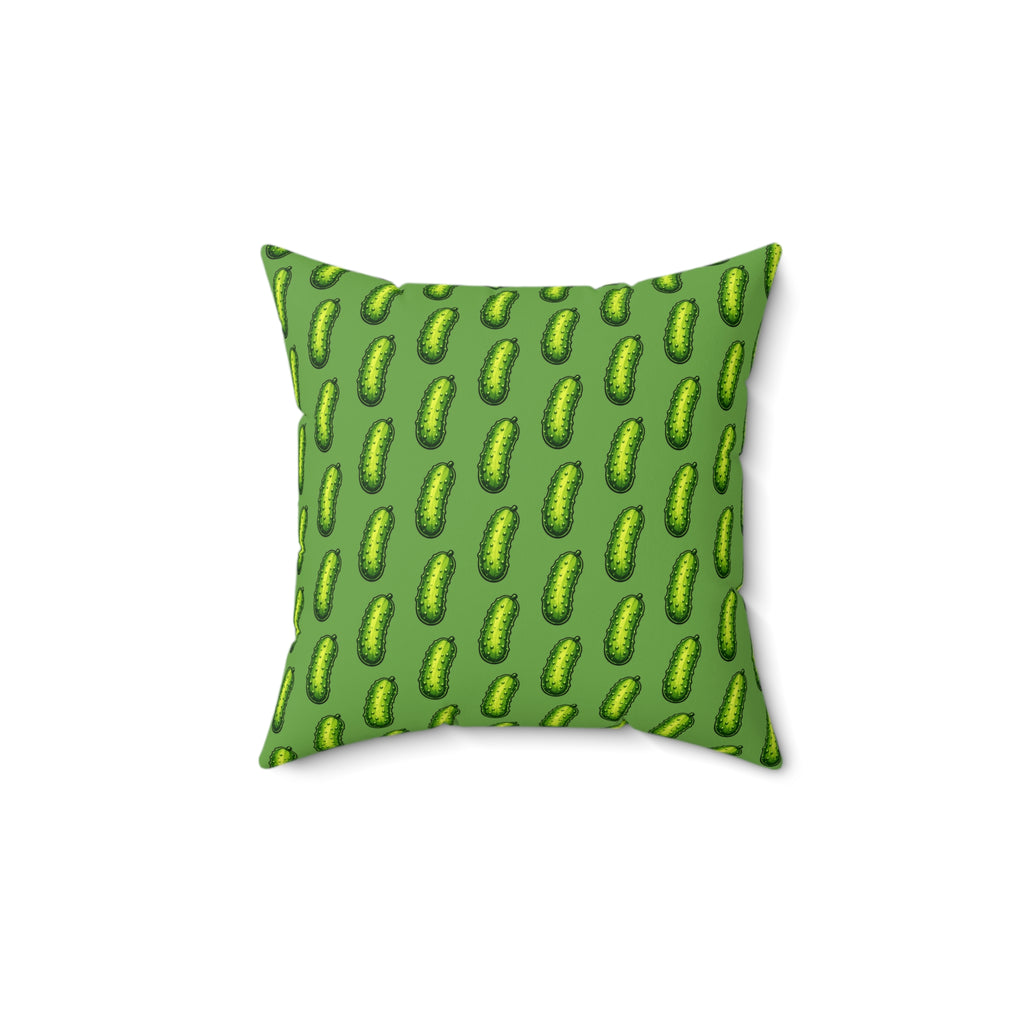 Pickle Pattern by Taliasaurus Decorative Pillow — Green Doodle Accent Cushion