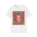 Psychedelic Pop Crystal Sparkle Portrait by FoxQT T-Shirt — Colorful Swirl Face Art Tee