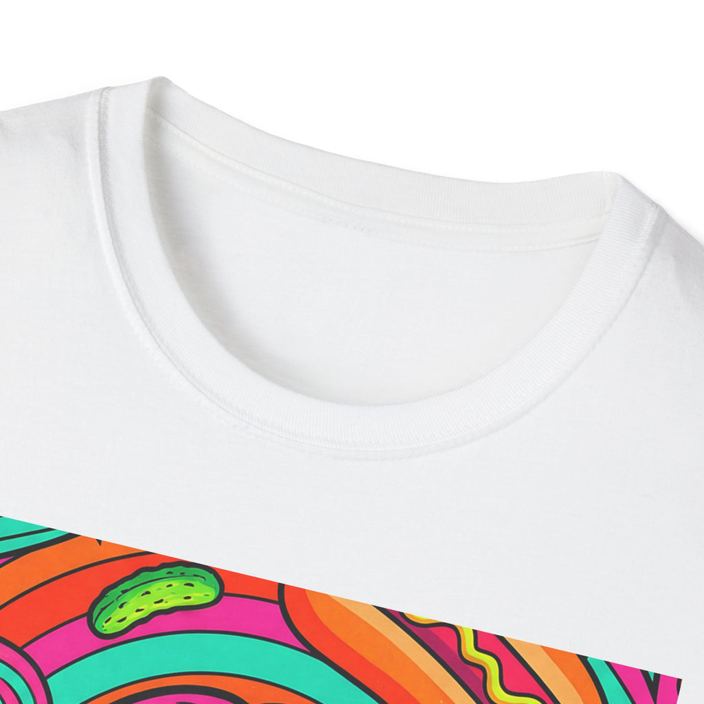 Psychedelic Pop Crystal Sparkle Portrait by FoxQT T-Shirt — Colorful Swirl Face Art Tee