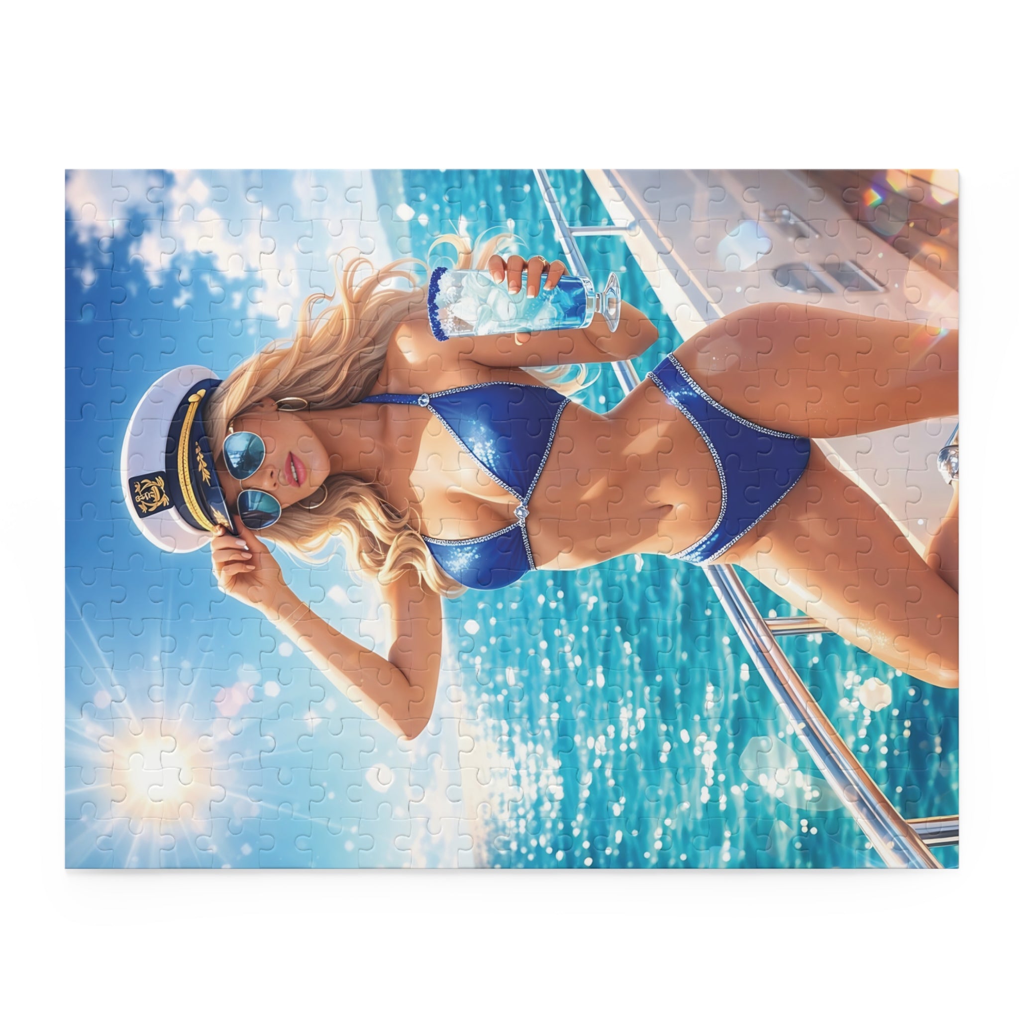 Crystal Sparkle Summer Sailor Bikini Puzzle — 120/252/500-Piece Beach Jigsaw