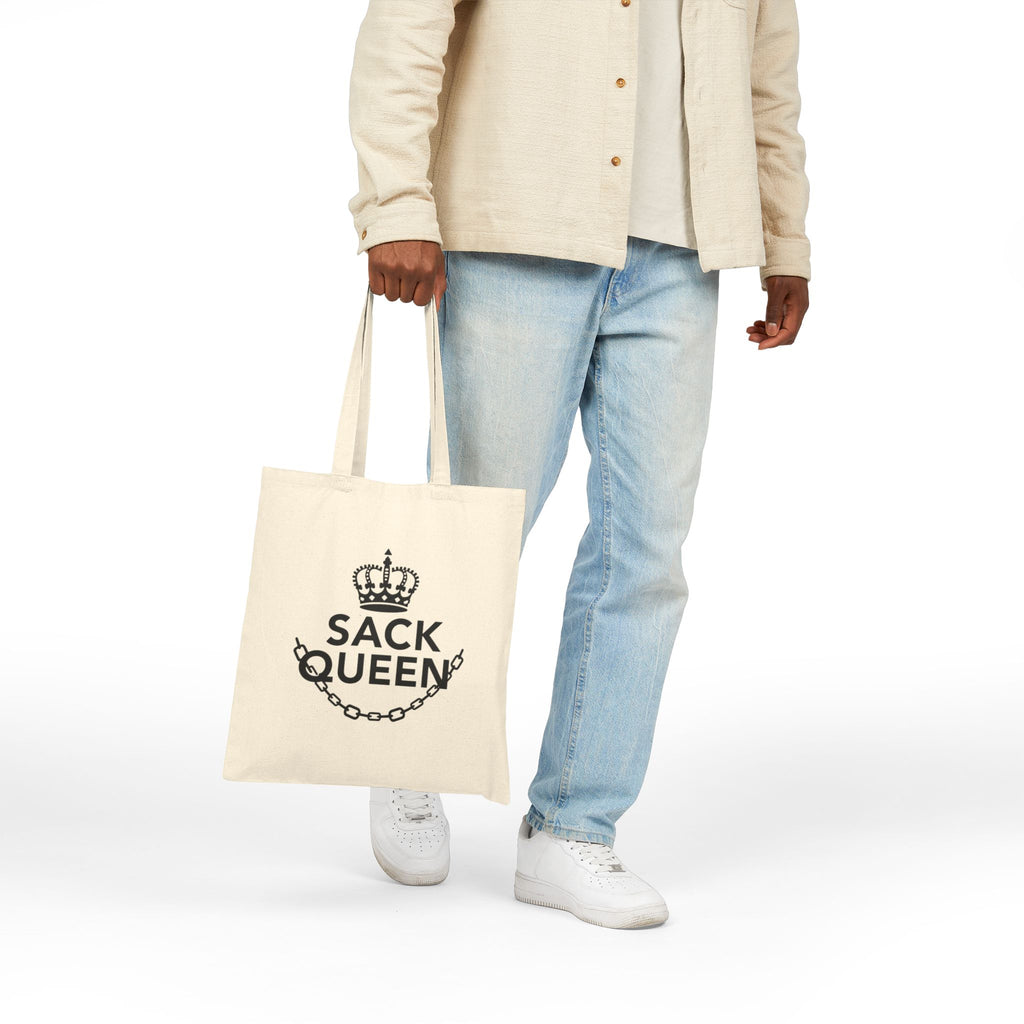 Crystal Sparkle Tote Bag — “Sack Queen” Crown & Chain Cotton Canvas Tote