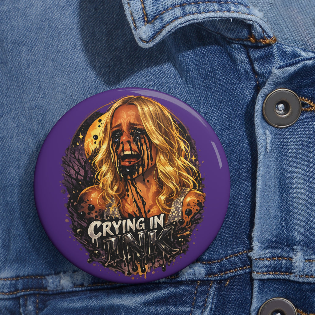 Crying In Ink by Dark.Lex Pin Button — Gothic Horror Badge