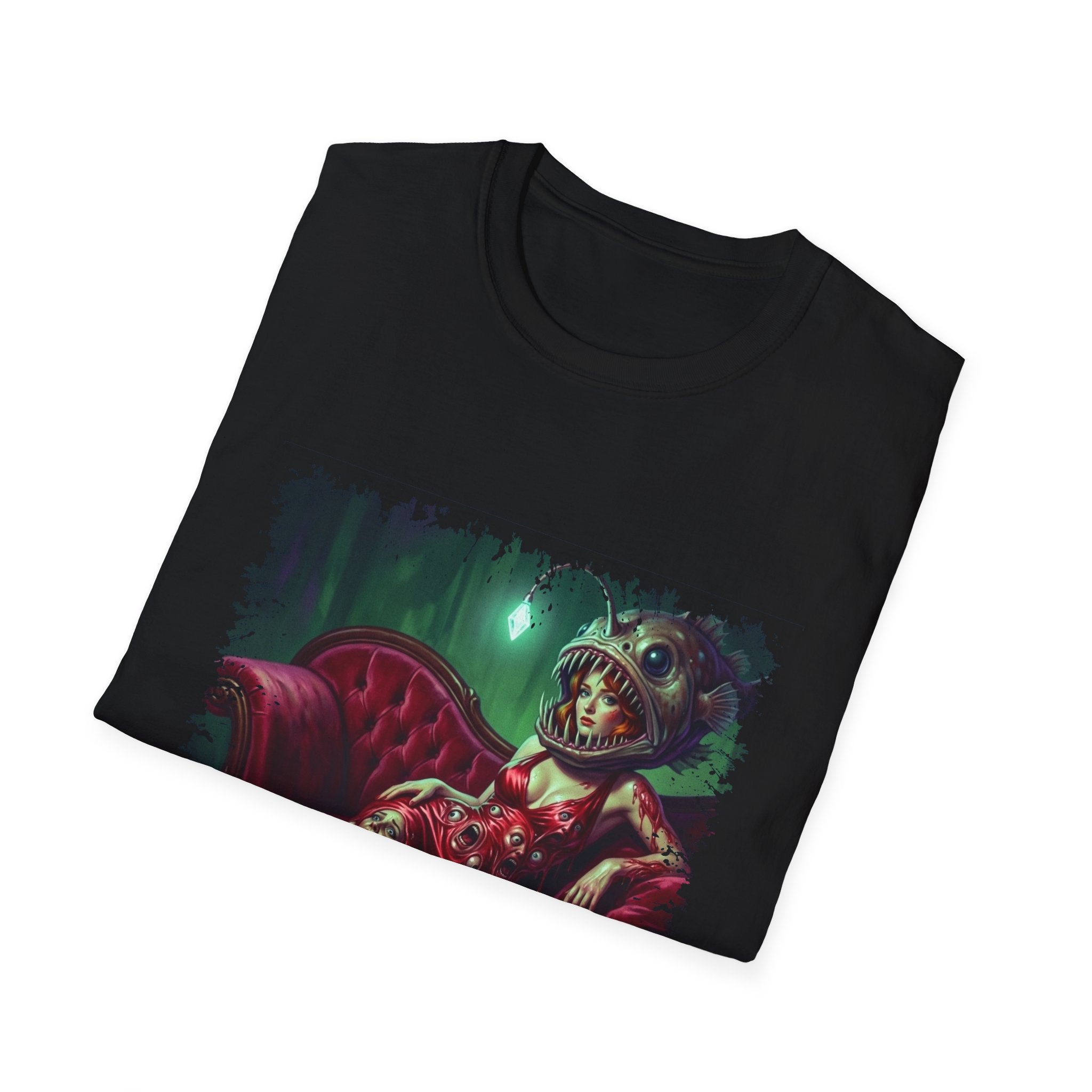 Tina Fish-Head Femme Fatale T-Shirt — Retro Horror Pinup Graphic Tee