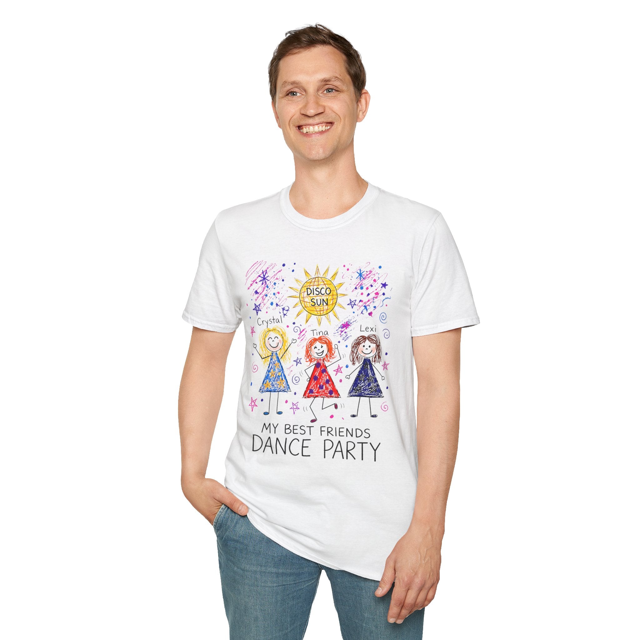Sparkle Squad Dance Party by MilesGT T-Shirt — "My Best Friends Dance Party" Crystal Sparkle Drawing by MilesGT Cute Graphic Tee