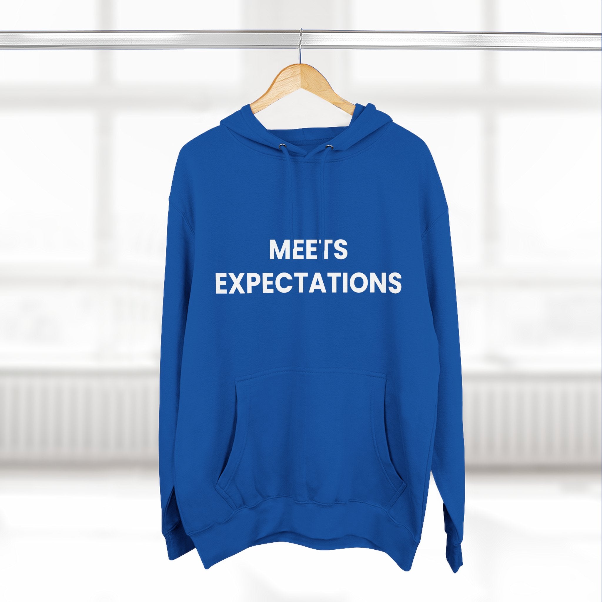 Lexi "Meets Expectations" Blue Hoodie —  Statement Pullover