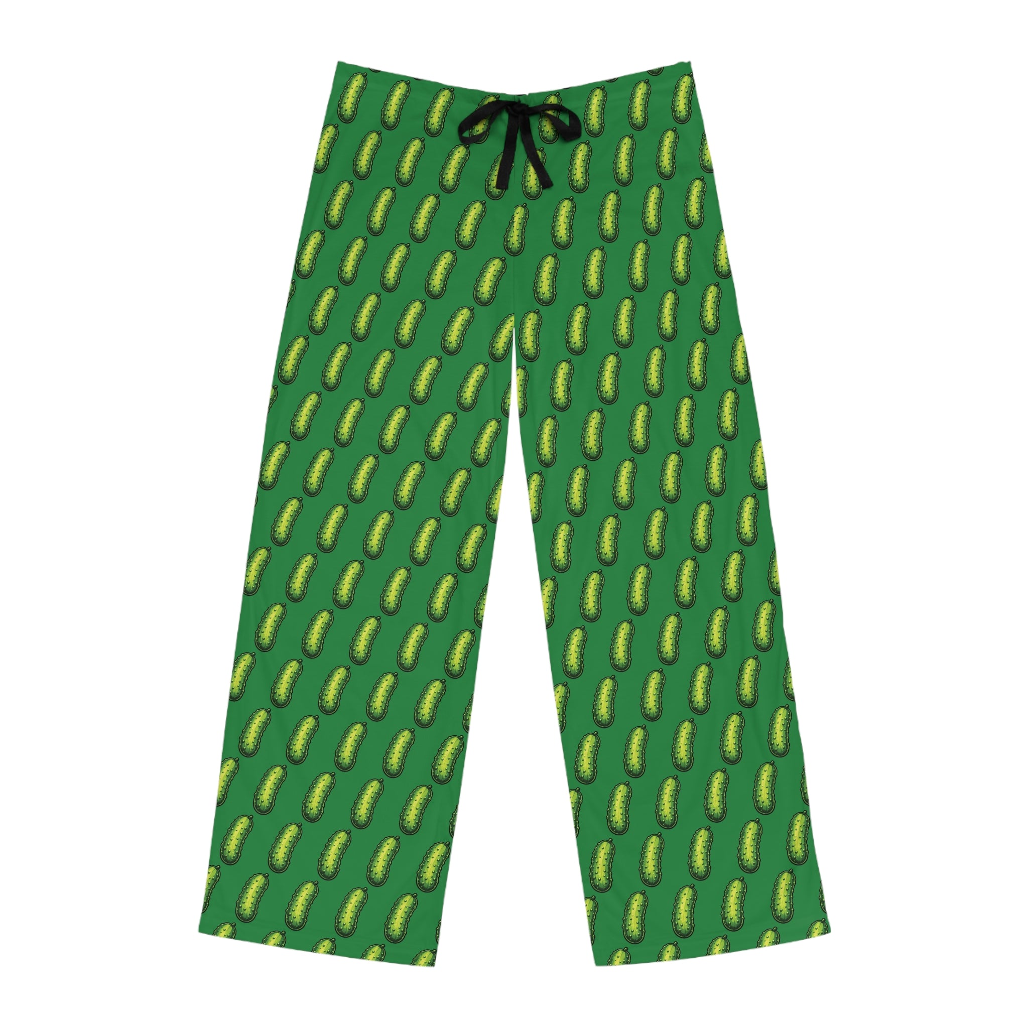 Men's Green Pajama Pants with Pickle Pattern