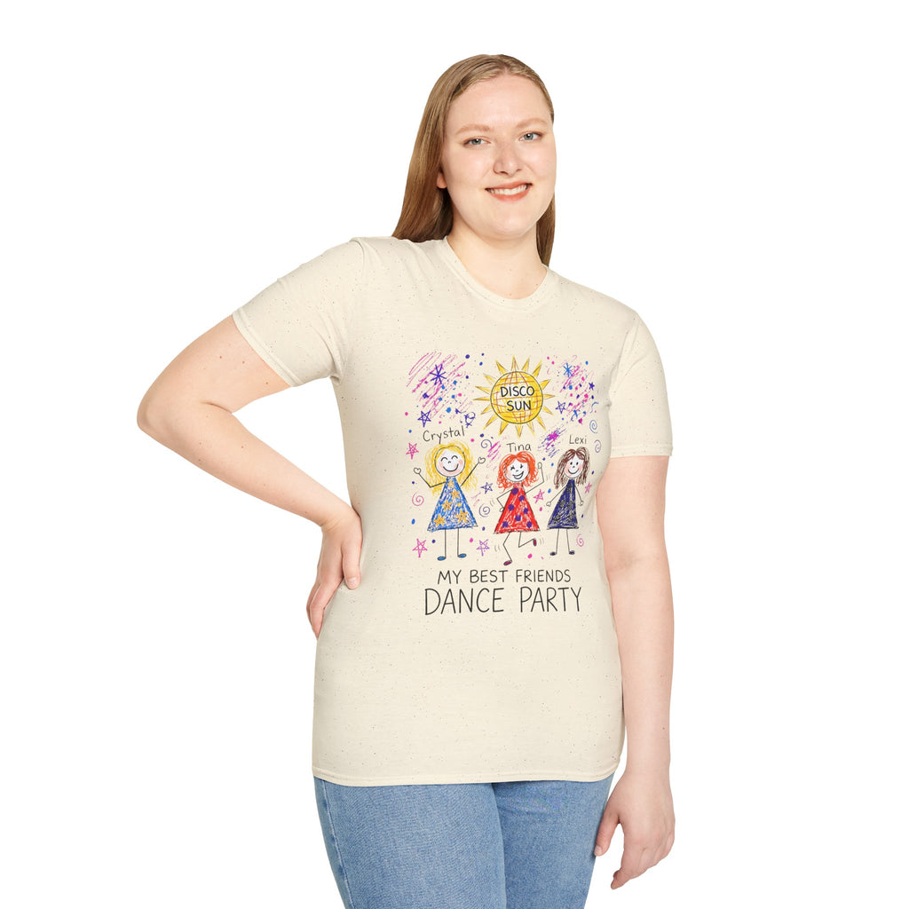 Sparkle Squad Dance Party by MilesGT T-Shirt — "My Best Friends Dance Party" Crystal Sparkle Drawing by MilesGT Cute Graphic Tee