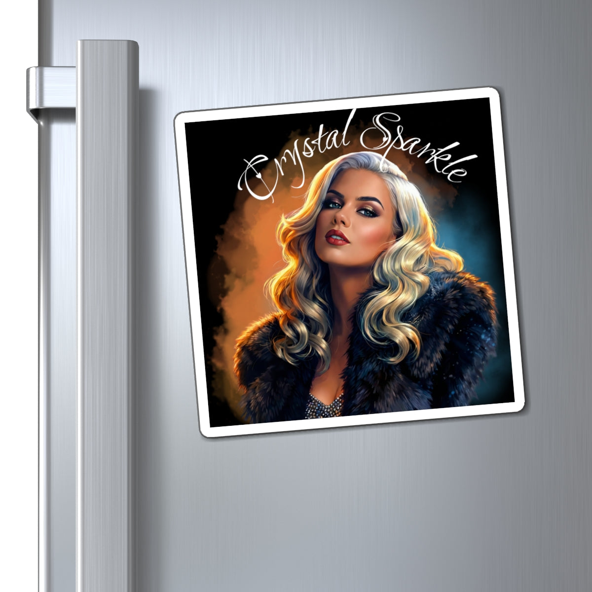 Crystal Sparkle Glam Portrait by Dark.lex Magnet — Retro Hollywood Blonde Refrigerator Decor