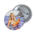 Crystal Sparkle Hotdog Painting by FoxQT Pin Button — Vintage Seaside Crystal Holding Hotdog Art Button