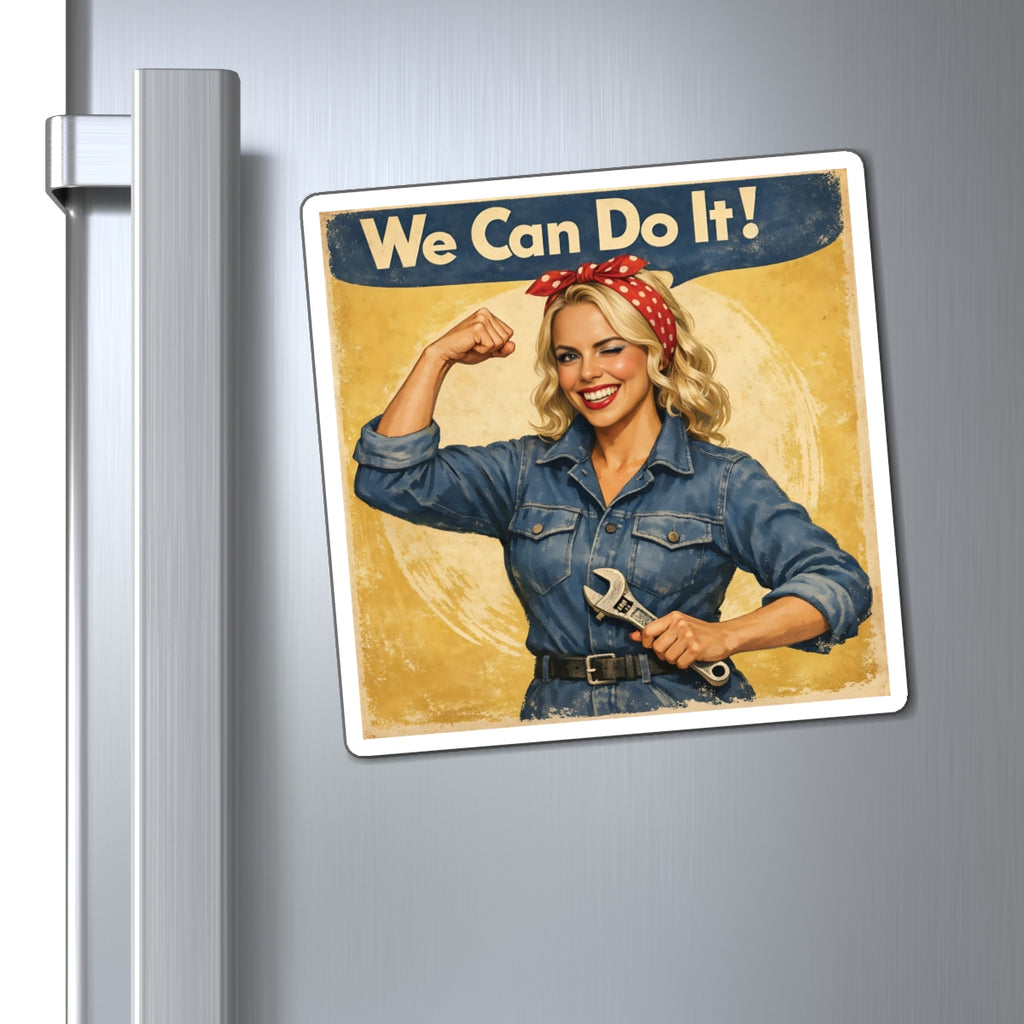 We Can Do It! Rosie Crystal Sparkle Retro Magnet — Fridge Magnet