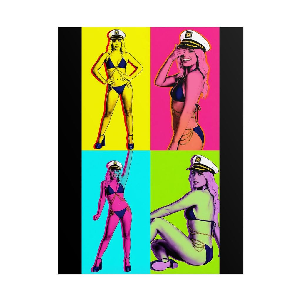 Pop Art Pin-Up Sailor Crystal by FoxQT Poster — Retro Colorful Rolled Poster