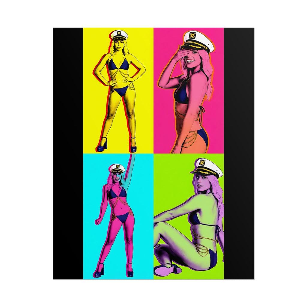 Pop Art Pin-Up Sailor Crystal by FoxQT Poster — Retro Colorful Rolled Poster