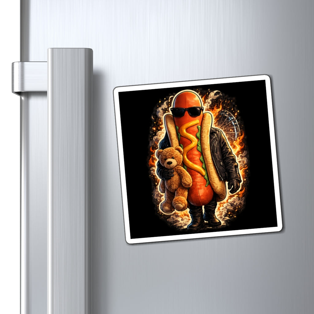 Hot Dog with Teddy Bear by Dark.Lex Magnet — Refrigerator Magnet