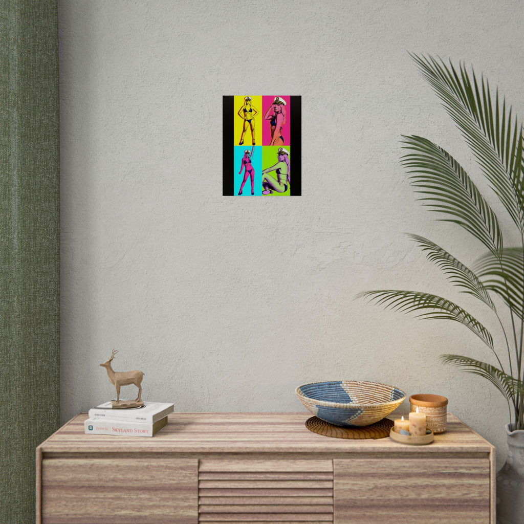 Pop Art Pin-Up Sailor Crystal by FoxQT Poster — Retro Colorful Rolled Poster