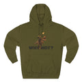 Dinosaur Rider Crystal Sparkle Hoodie — 'WHY NOT?' Graphic Pullover