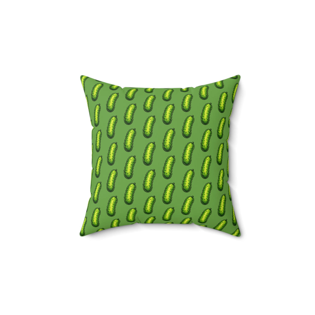 Pickle Pattern by Taliasaurus Decorative Pillow — Green Doodle Accent Cushion
