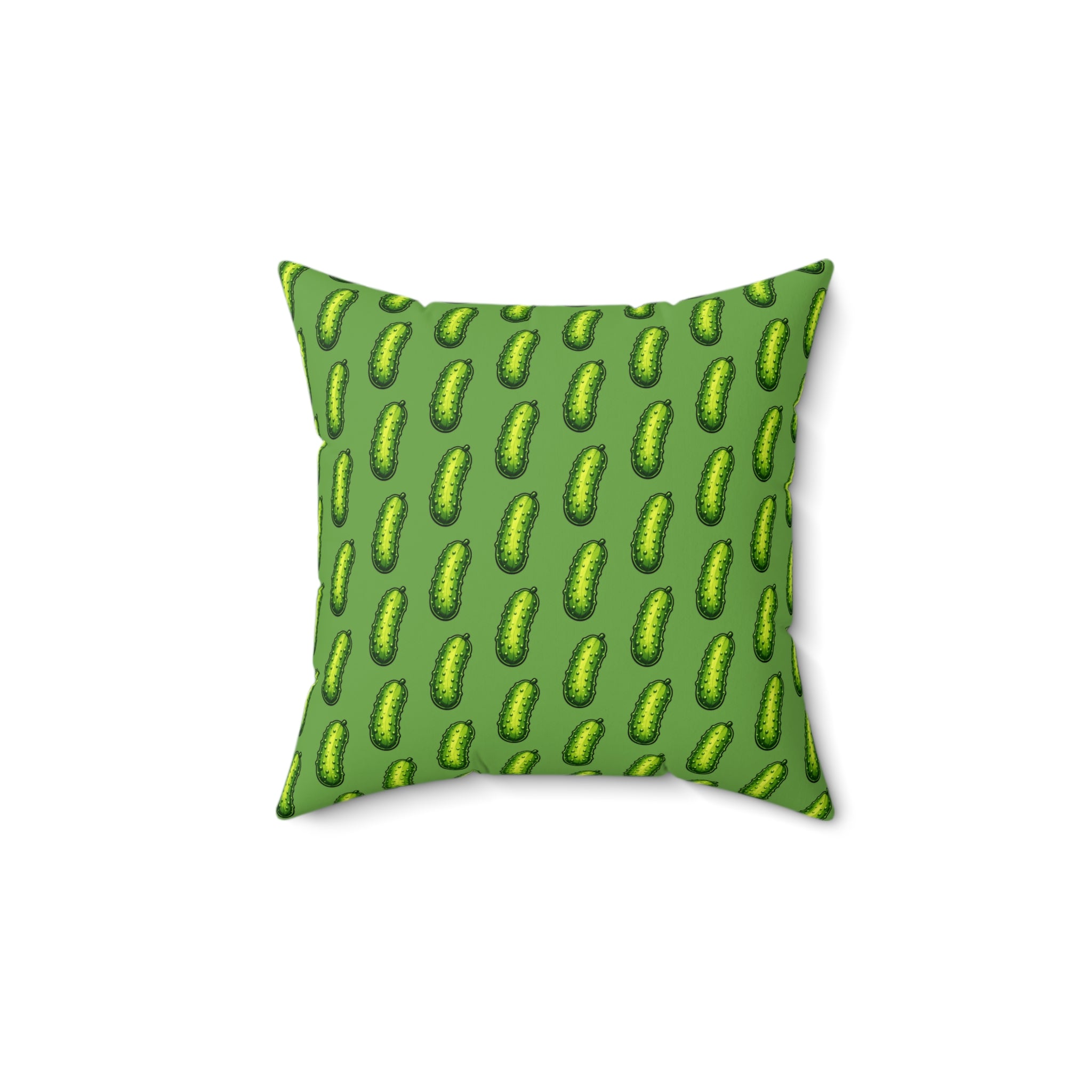 Pickle Pattern by Taliasaurus Decorative Pillow — Green Doodle Accent Cushion