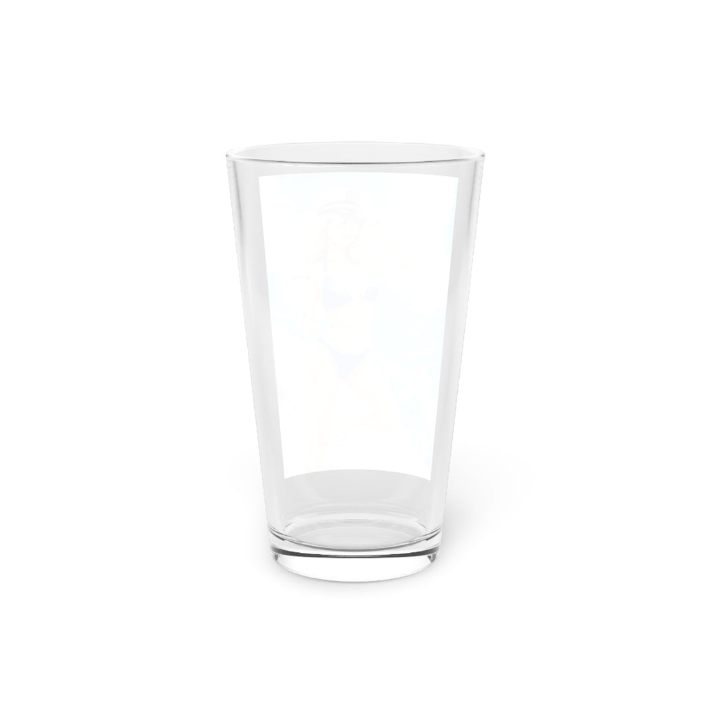 Crystal Sparkle Nautical Pin-Up Pint Glass — 16oz Sailor Crystal Sparkle Beach Beer Glass